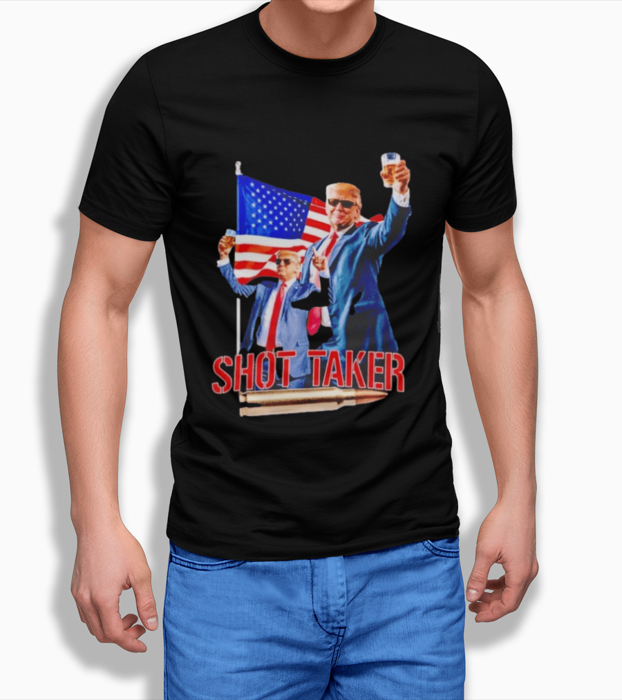 Shot Taker USA President American Flag Beer T-Shirt
