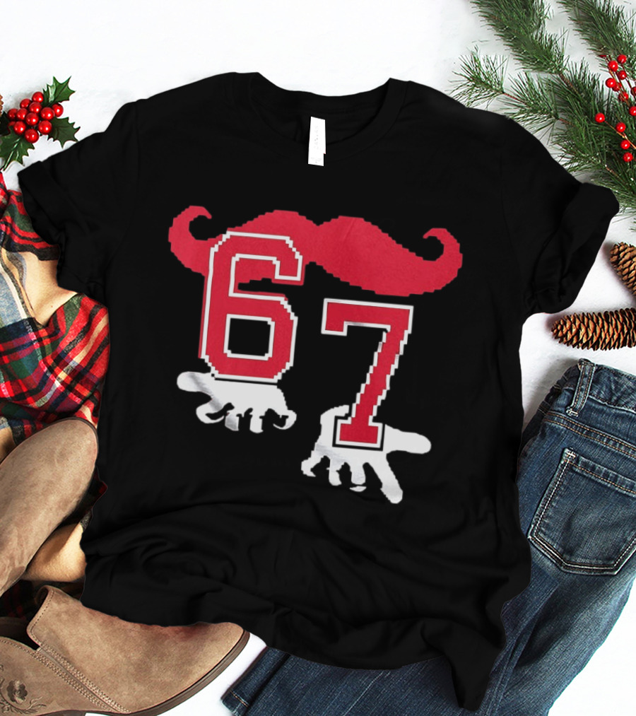 Cincinnati Reds Baseball 67 Red Mustache T-Shirt