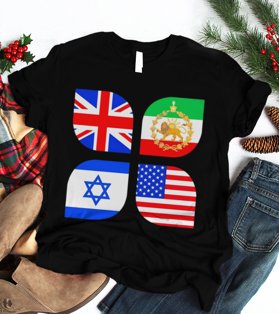 Union Jack British Flag Iranian Lion Israel Star USA Stars And Stripes Flags T-Shirt