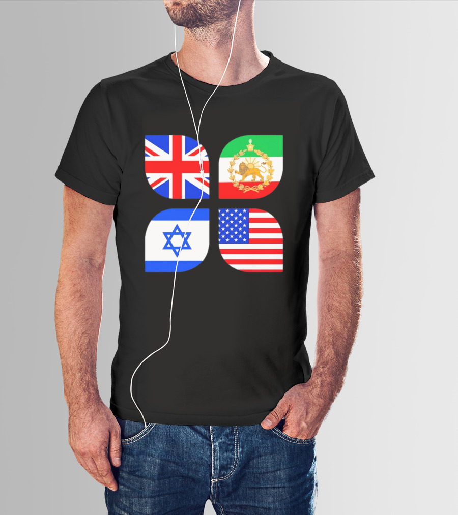 Union Jack British Flag Iranian Lion Israel Star USA Stars And Stripes Flags T-Shirt