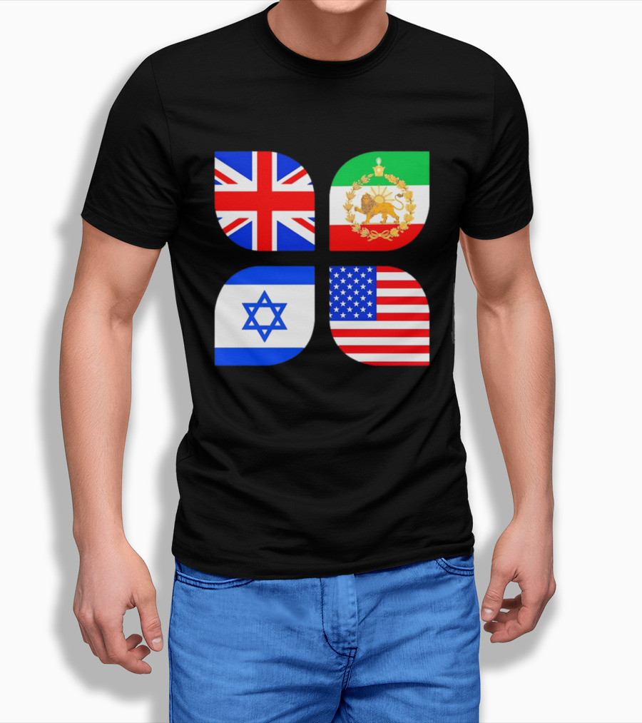 Union Jack British Flag Iranian Lion Israel Star USA Stars And Stripes Flags T-Shirt