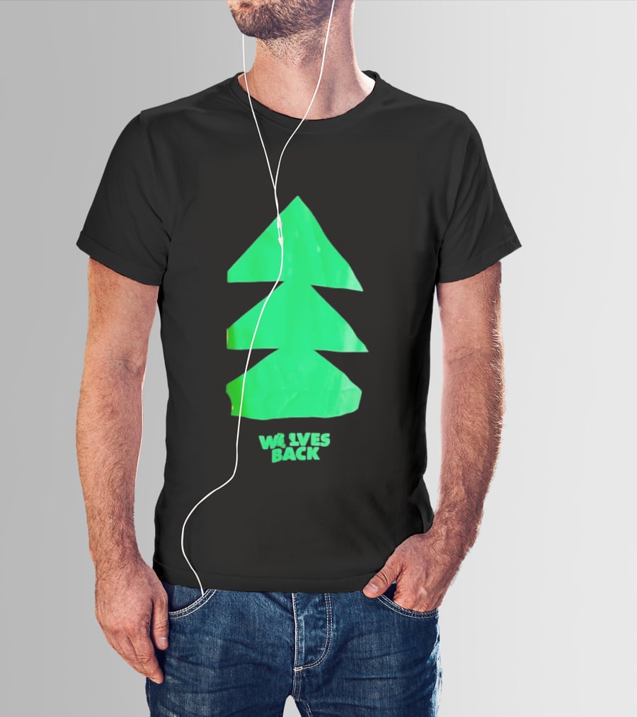 Wolves Back Tree Green Triangular Shapes T-Shirt