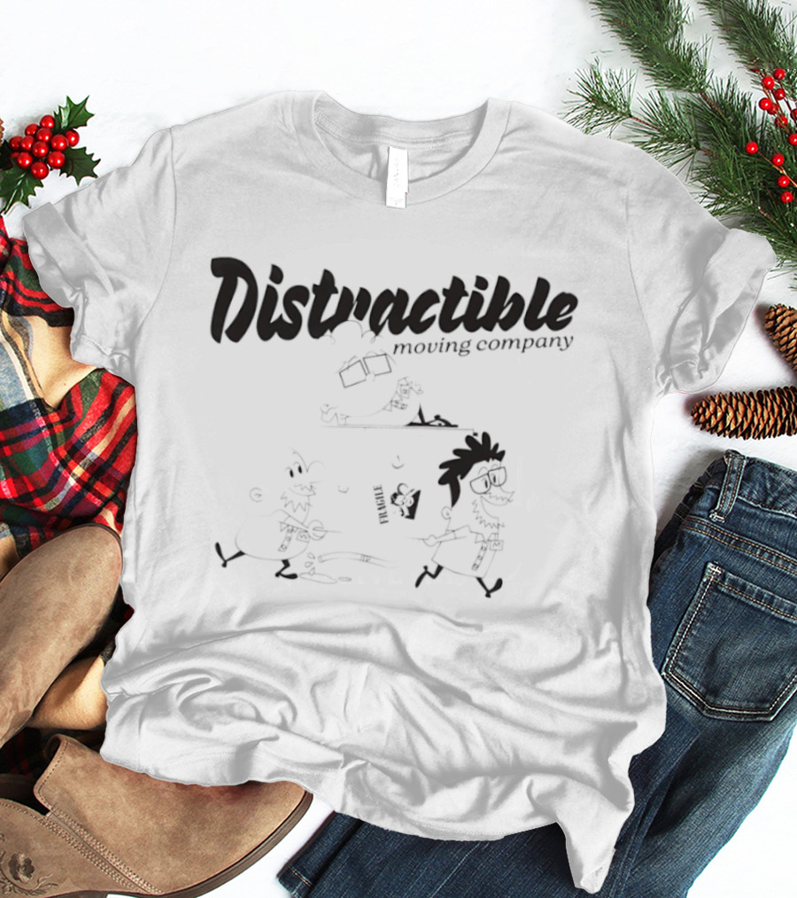 Distractible Moving Company Cartoon Characters Lifting Furniture T-Shirt