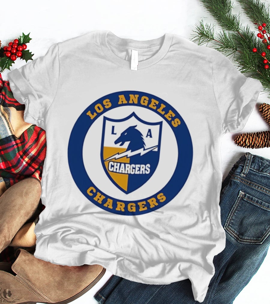 Los Angeles Chargers L.A. Horse Shield Blue And Gold T-Shirt