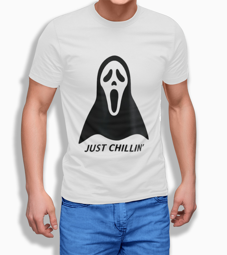 Ghostface Just Chillin Halloween Horror Mask T-Shirt