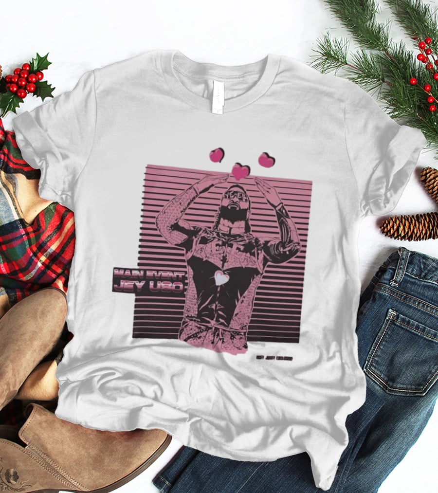 Main Event Jey Uso Ucey Jucey Pink Neon Heart Exclusive T-Shirt