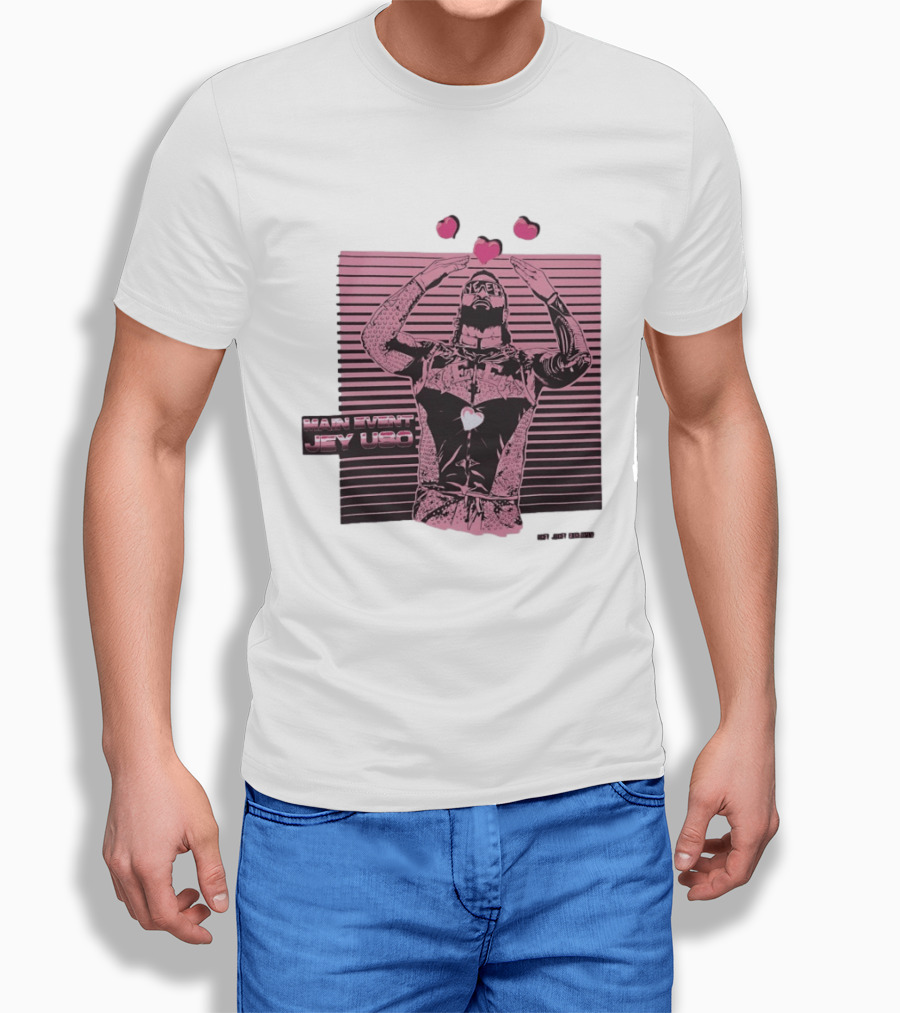 Main Event Jey Uso Ucey Jucey Pink Neon Heart Exclusive T-Shirt