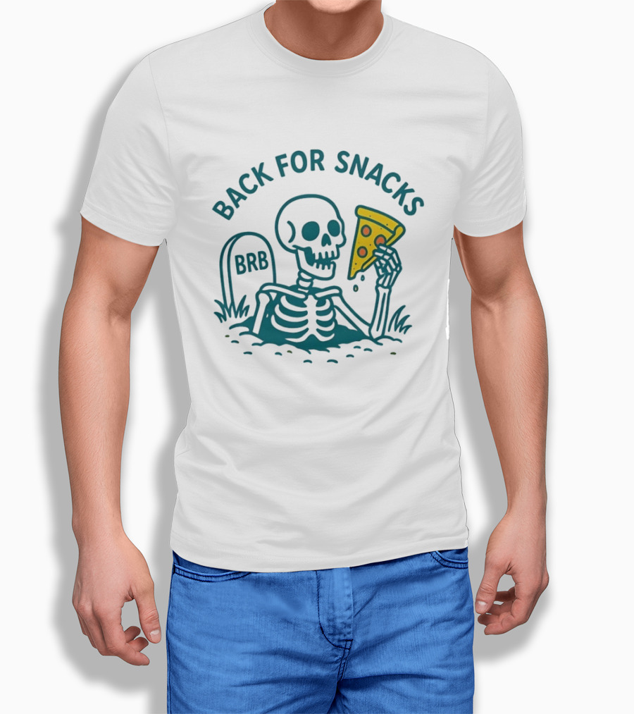 Skeleton BRB Back For Snacks Pizza Slice T-Shirt