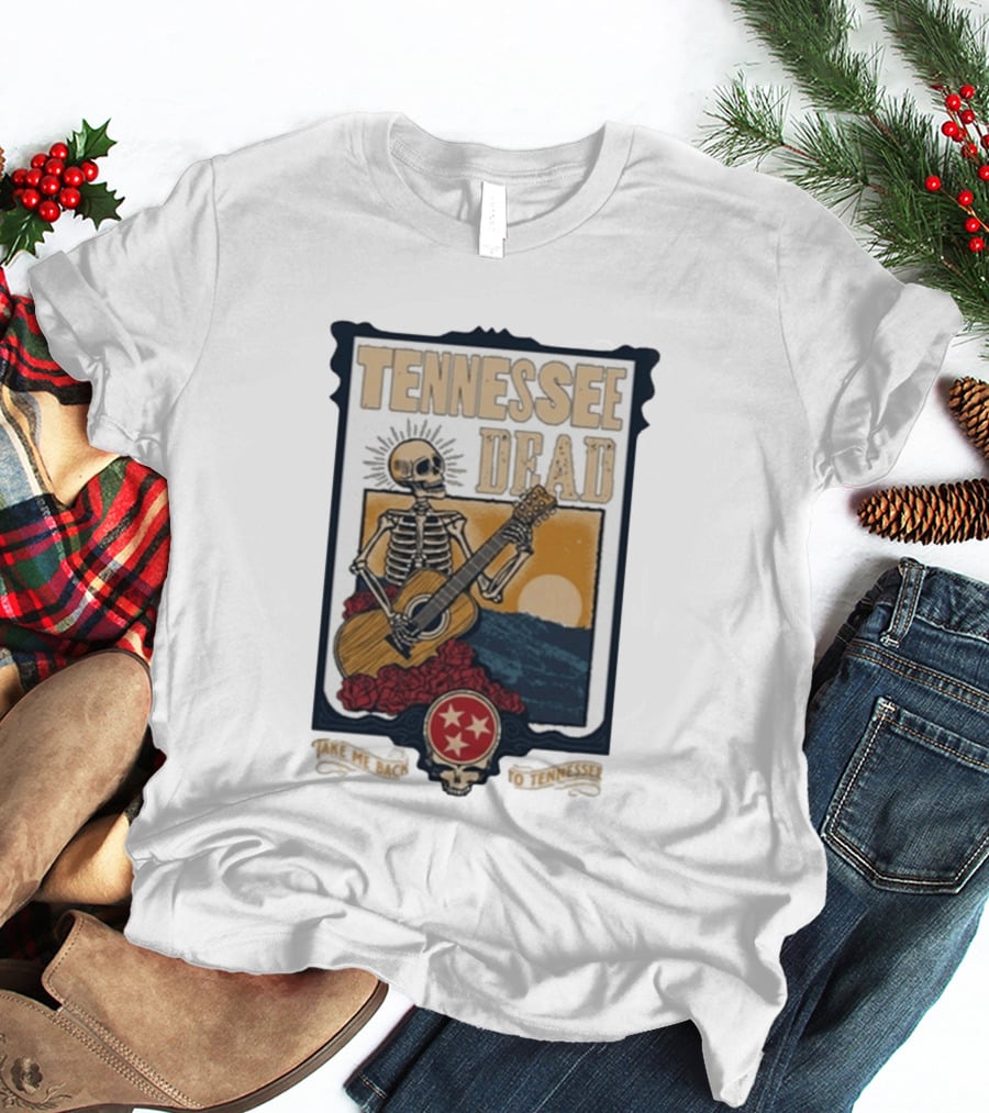 Tennessee Dead Skeleton Playing Guitar With Sun And Roses T-Shirt