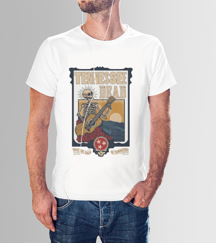 Tennessee Dead Skeleton Playing Guitar With Sun And Roses T-Shirt