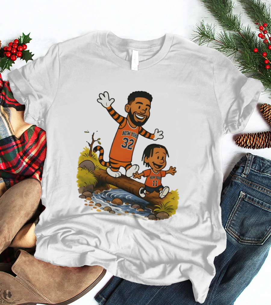 Calvin And Hobbes Crossover Karl Anthony Towns Jalen Brunson New York Knicks Basketball T-Shirt