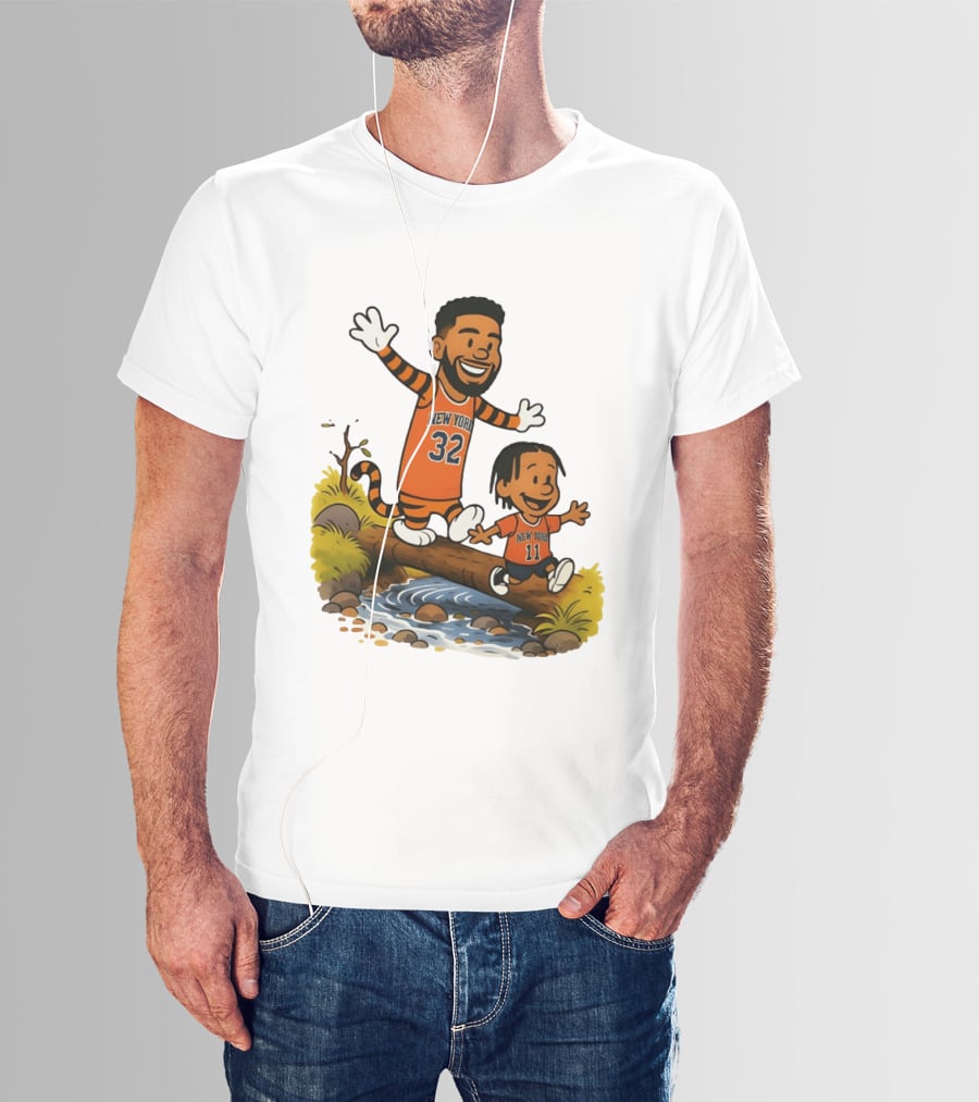 Calvin And Hobbes Crossover Karl Anthony Towns Jalen Brunson New York Knicks Basketball T-Shirt
