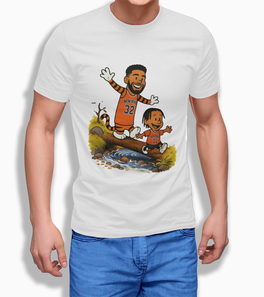 Calvin And Hobbes Crossover Karl Anthony Towns Jalen Brunson New York Knicks Basketball T-Shirt