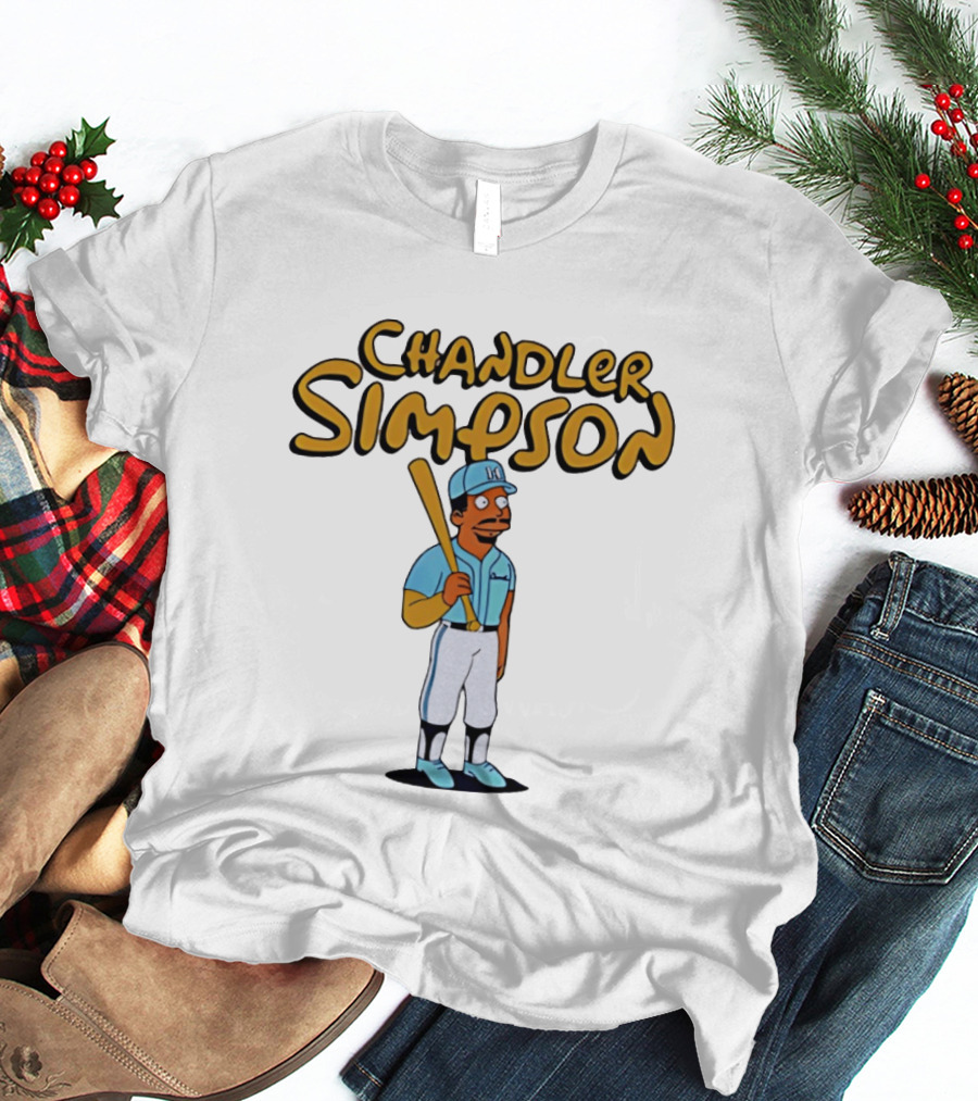 Chandler Simpson Baseball Bat Character In Blue Uniform T-Shirt