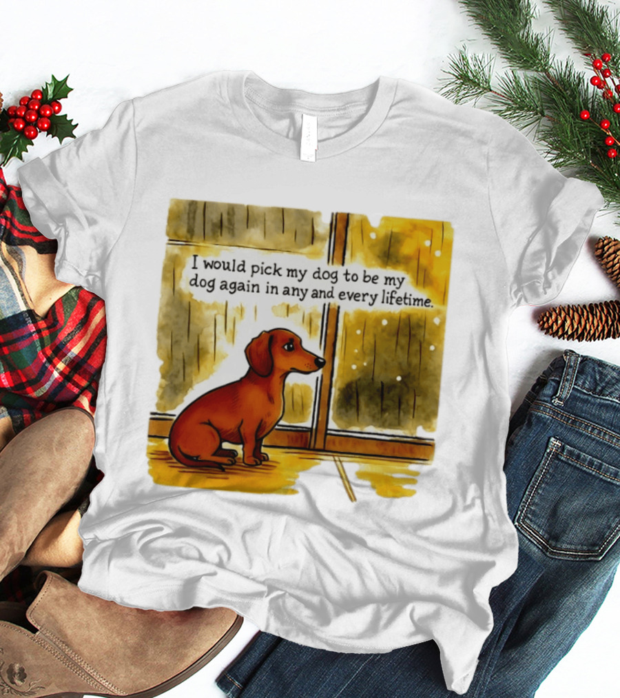I Would Pick My Dog To Be My Dog Again In Any And Every Lifetime Dachshund By Window T-Shirt