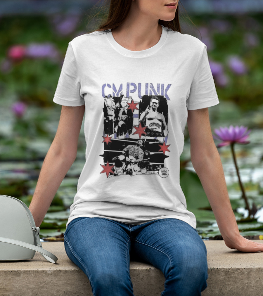 CM Punk WWE Chicago Stars Collage Wrestler Fan Favorite T-Shirt