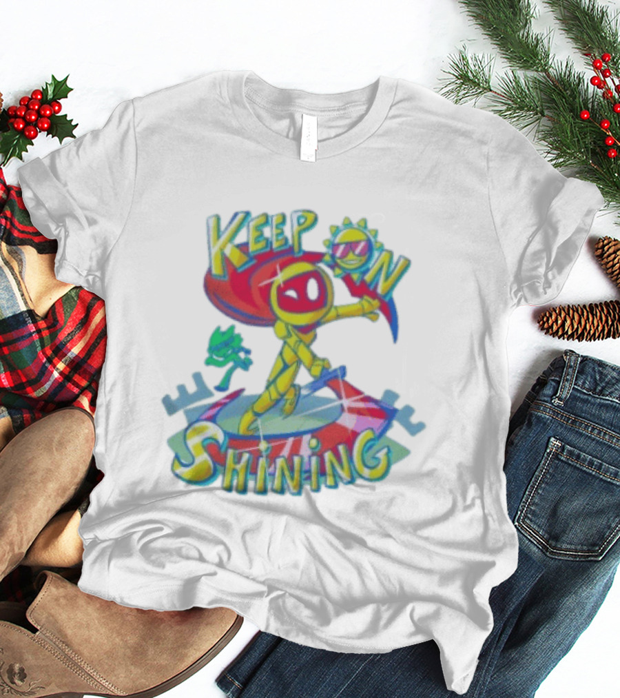 Keep On Shining With Colorful Mascot And Sunglasses Sun T-Shirt