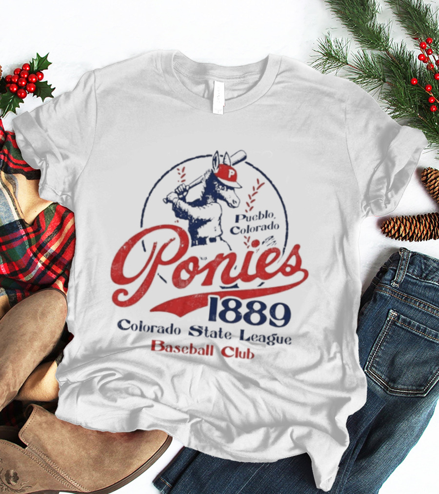 Ponies 1889 Colorado State League Baseball Club Retro Sports Memorabilia T-Shirt