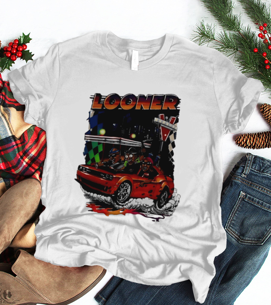 Looner Cartoon Car Race Adventure T-Shirt
