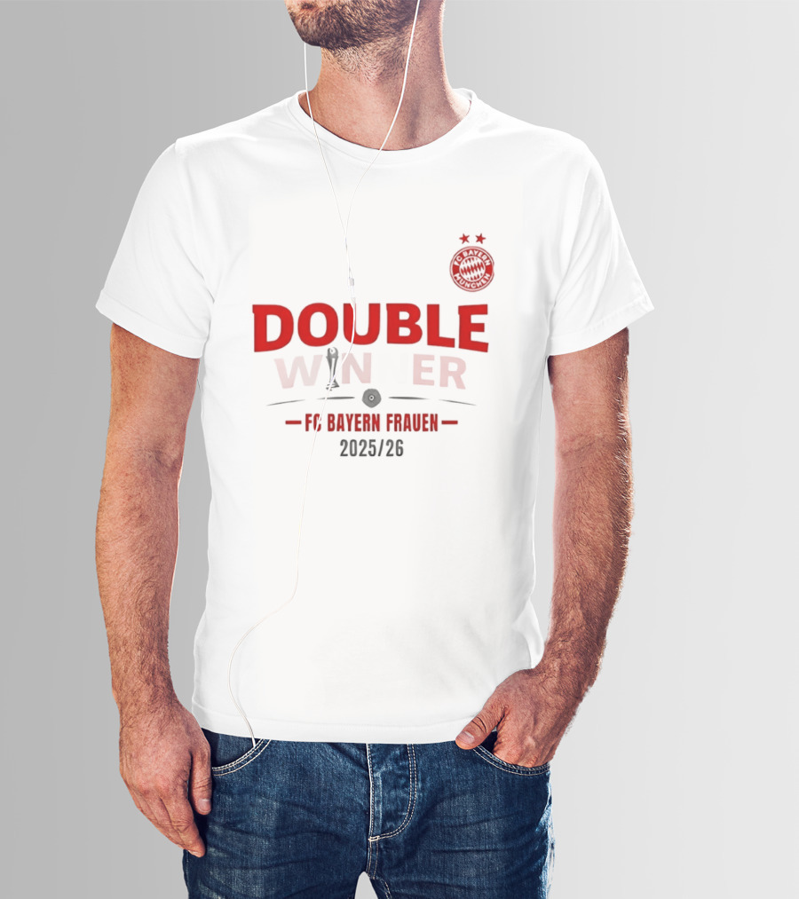 Double Winner FC Bayern Frauen 2025 2026 Championship Victory T-Shirt