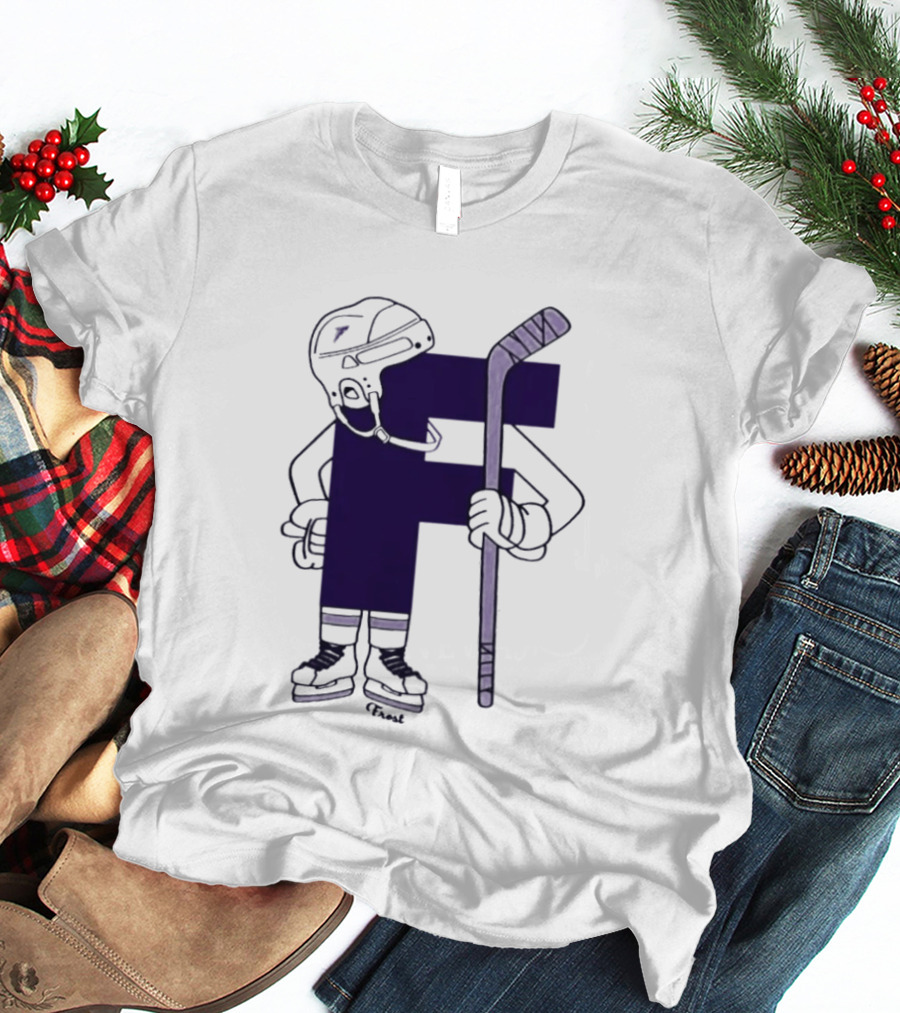 Minnesota Frost Hockey Character With Stick And Helmet T-Shirt