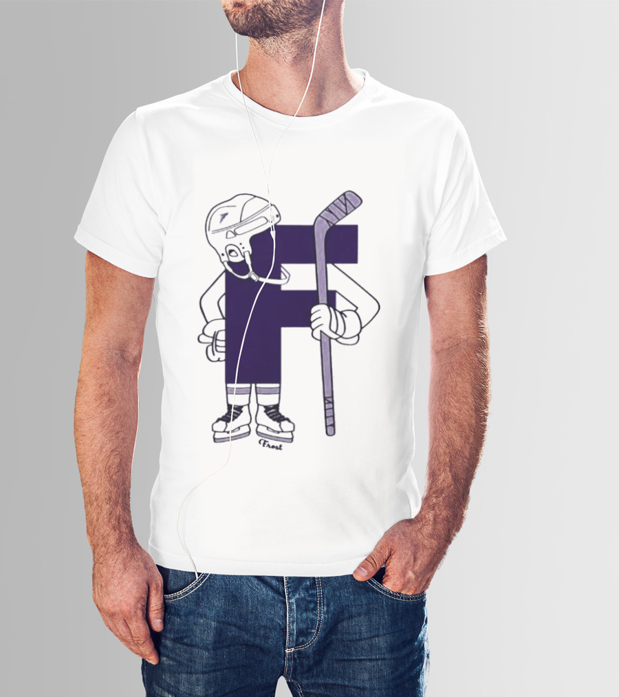 Minnesota Frost Hockey Character With Stick And Helmet T-Shirt