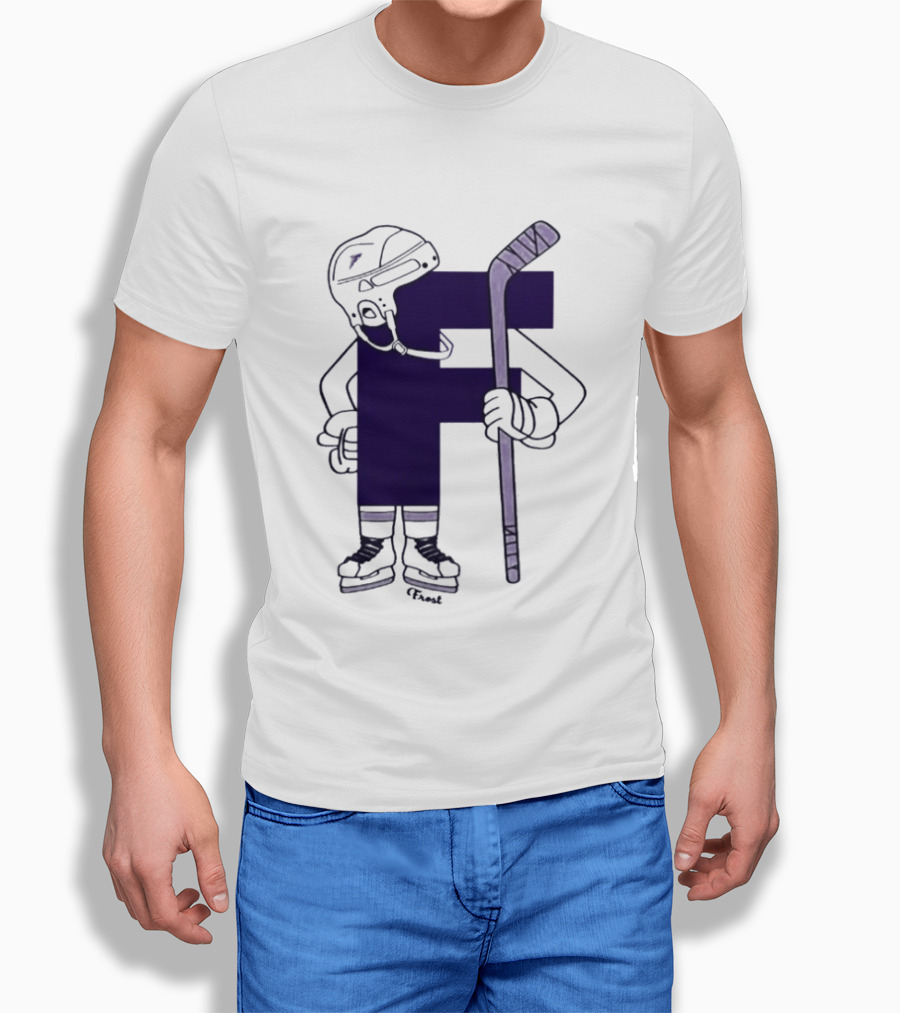 Minnesota Frost Hockey Character With Stick And Helmet T-Shirt