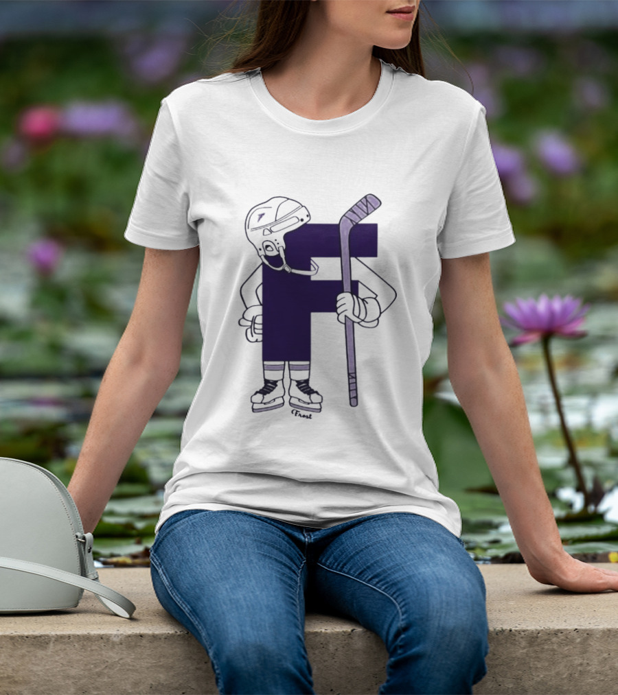 Minnesota Frost Hockey Character With Stick And Helmet T-Shirt