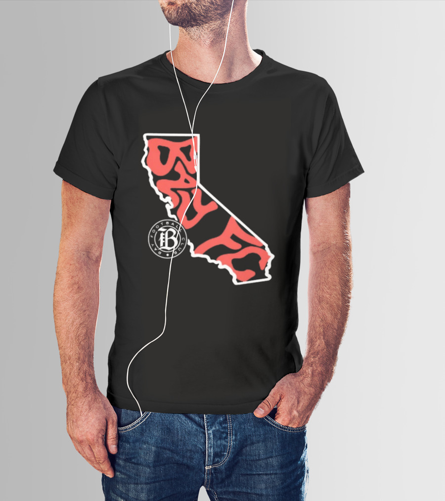 Bay FC Groovy Text California State Map Football Club T-Shirt