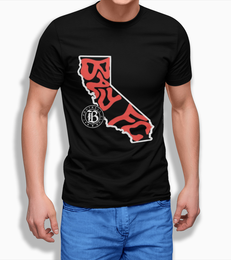 Bay FC Groovy Text California State Map Football Club T-Shirt