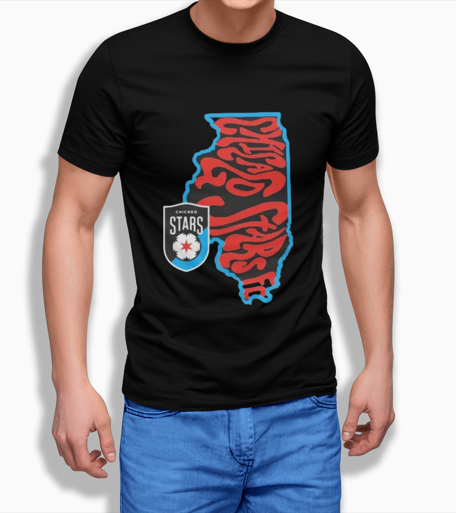 Chicago Stars FC Groovy Team State Illinois Map T-Shirt