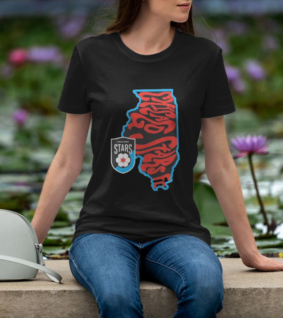 Chicago Stars FC Groovy Team State Illinois Map T-Shirt