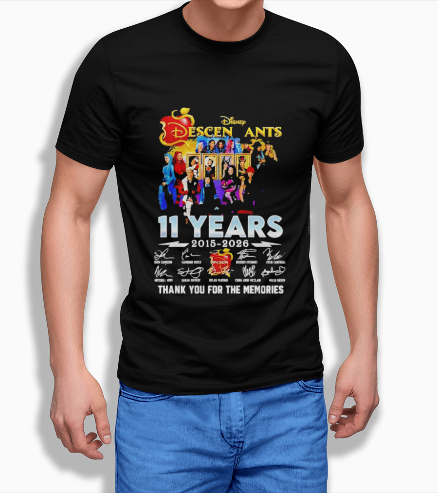 Disney Descendants 11 Years 2015 2026 Thank You For The Memories Signatures T-Shirt
