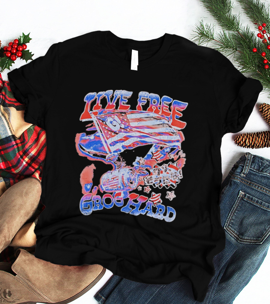 Live Free Grog Hard 2026 Grog Tour American Flag Crocodile And Beer Barrel T-Shirt