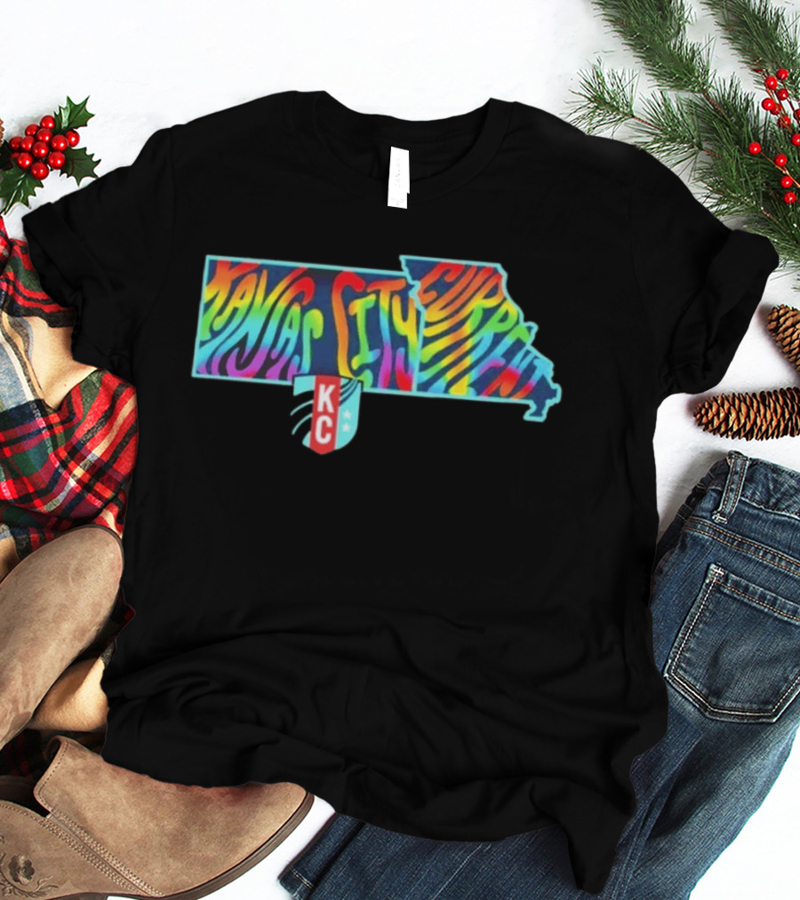 Kansas City Current Groovy Pride State KC Iconic Colorful Map T-Shirt
