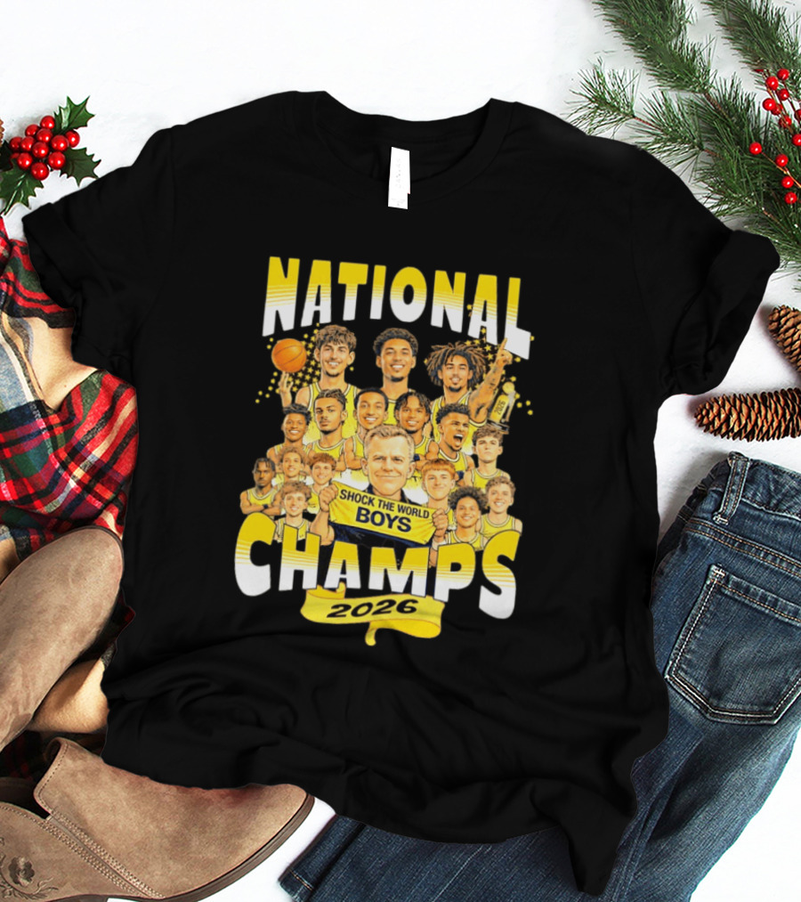 Michigan Wolverines National Champs 2026 Shock The World Boys T-Shirt