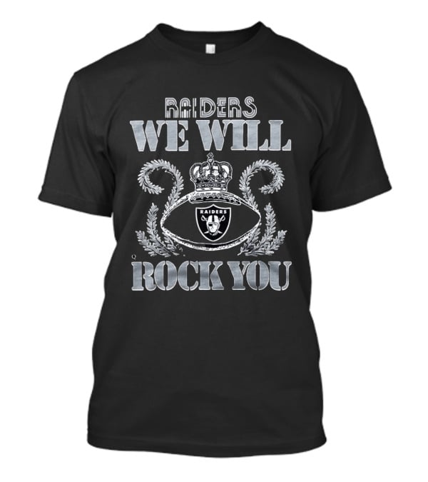 Las Vegas Raiders We Will Rock You 2026 Football Crown Silver T-Shirt