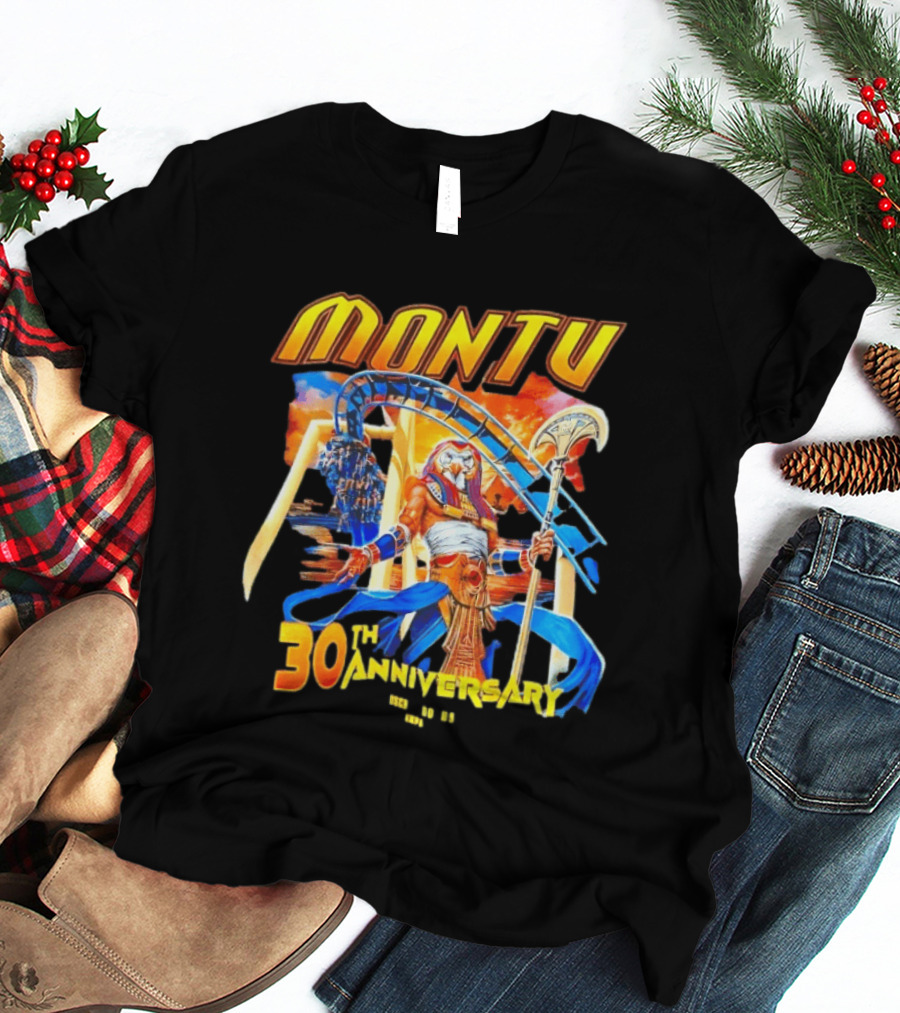 Montu 30th Anniversary Busch Gardens Tampa 1996 2023 Roller Anubis Egyptian T-Shirt