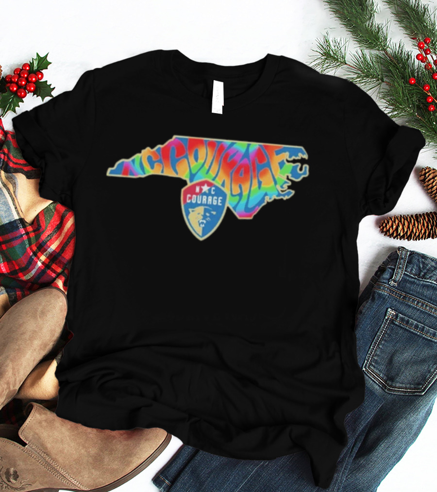 North Carolina Courage Pride State Rainbow Map T-Shirt