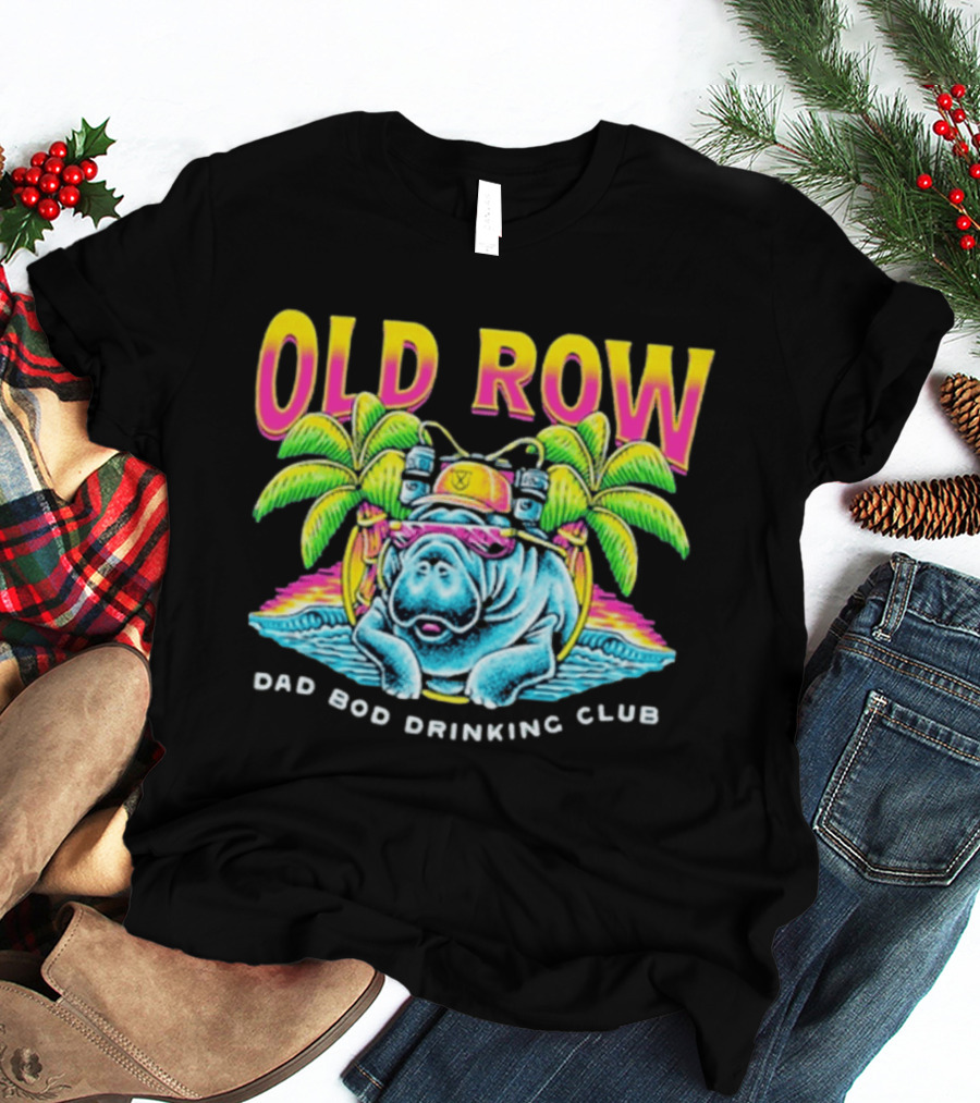 Old Row Dad Bod Drinking Club Manatee Tropical Palm Tree T-Shirt