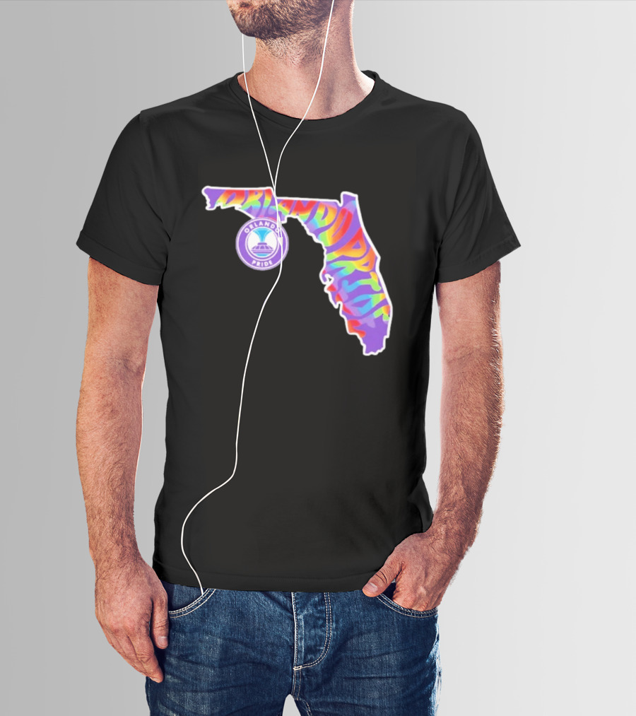 Orlando Pride Groovy Rainbow Florida Map T-Shirt