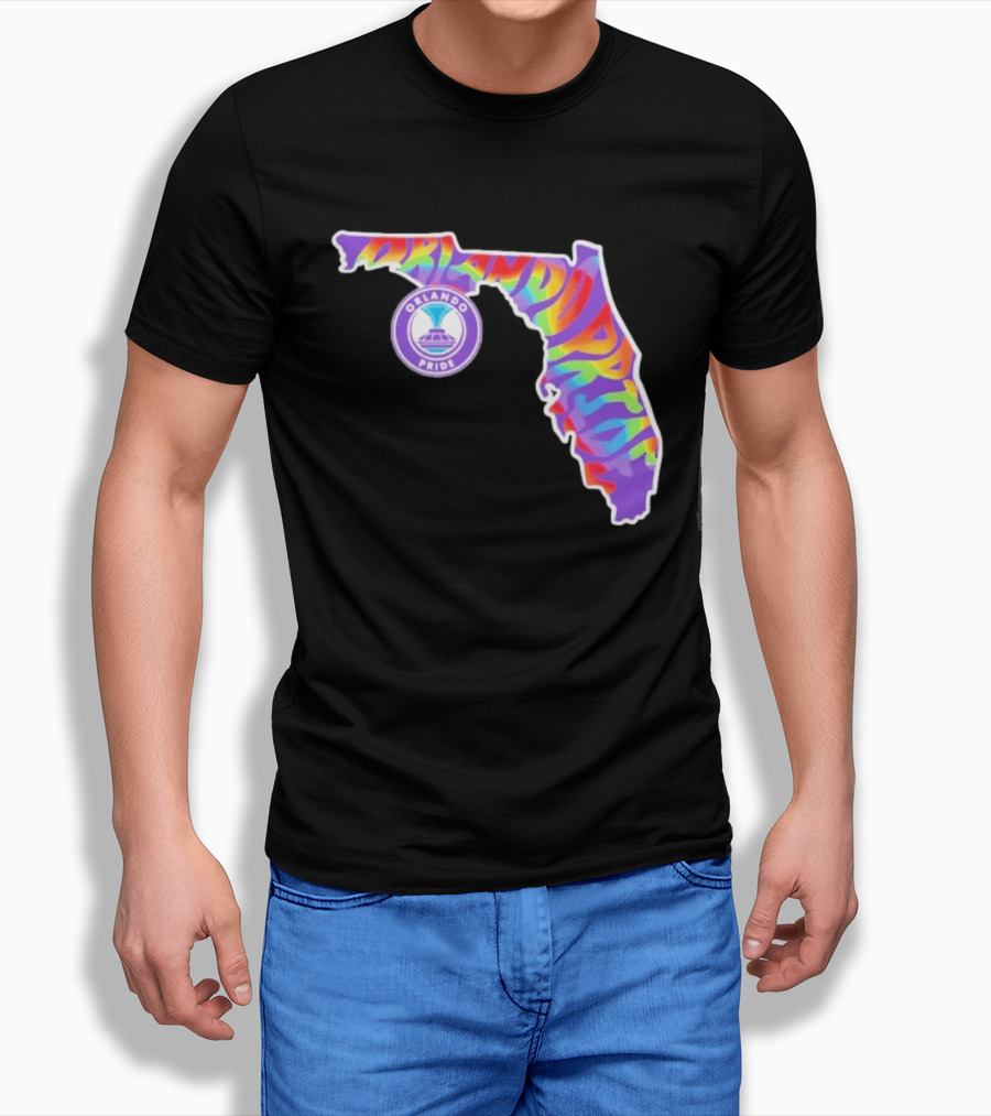 Orlando Pride Groovy Rainbow Florida Map T-Shirt