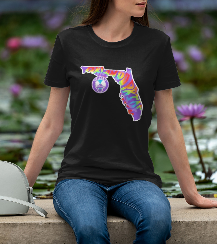 Orlando Pride Groovy Rainbow Florida Map T-Shirt