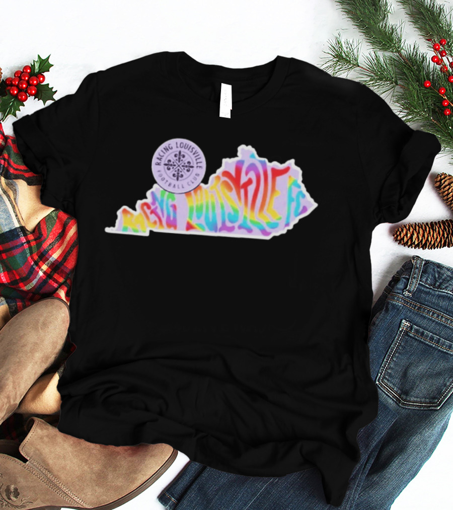 Racing Louisville FC Pride Kentucky State Map Groovy T-Shirt
