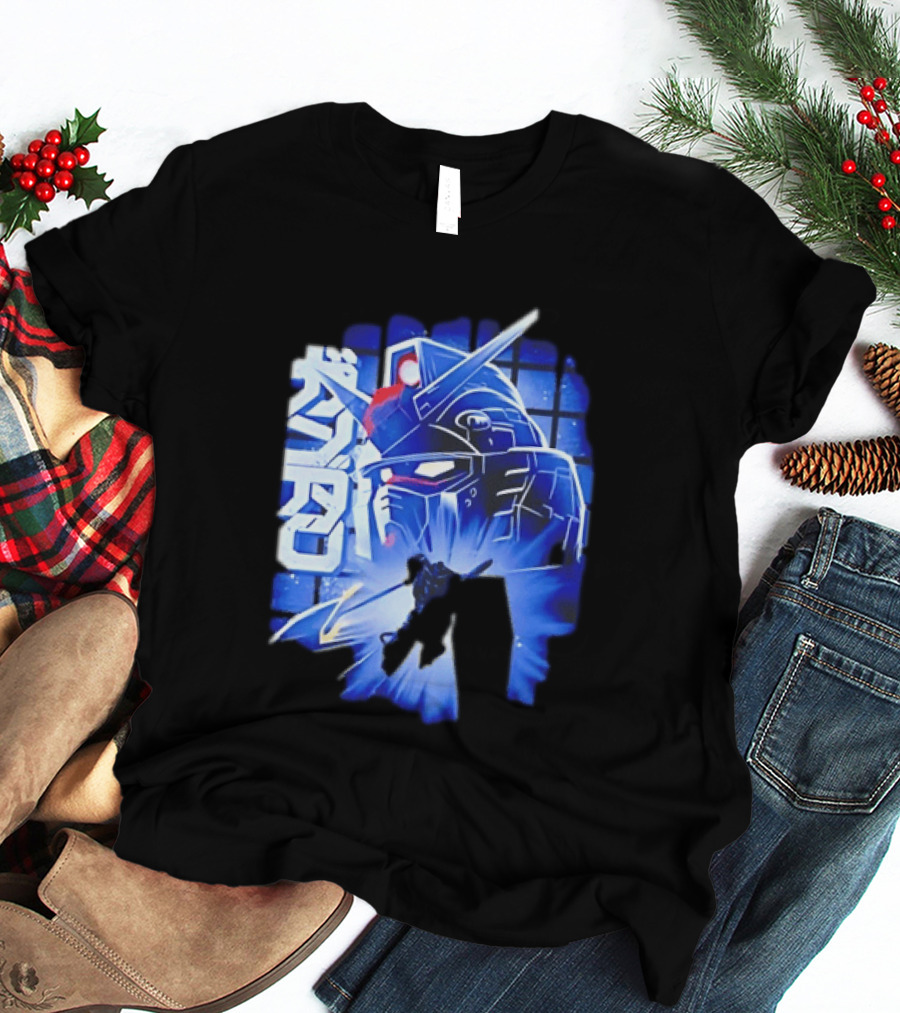 RX 78 2 Mobile Suit Gundam Fighter Neon Blue T-Shirt
