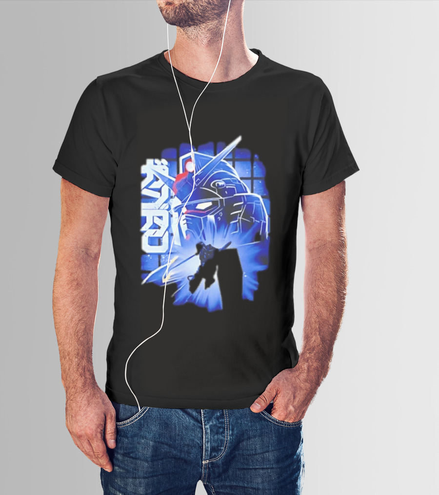RX 78 2 Mobile Suit Gundam Fighter Neon Blue T-Shirt