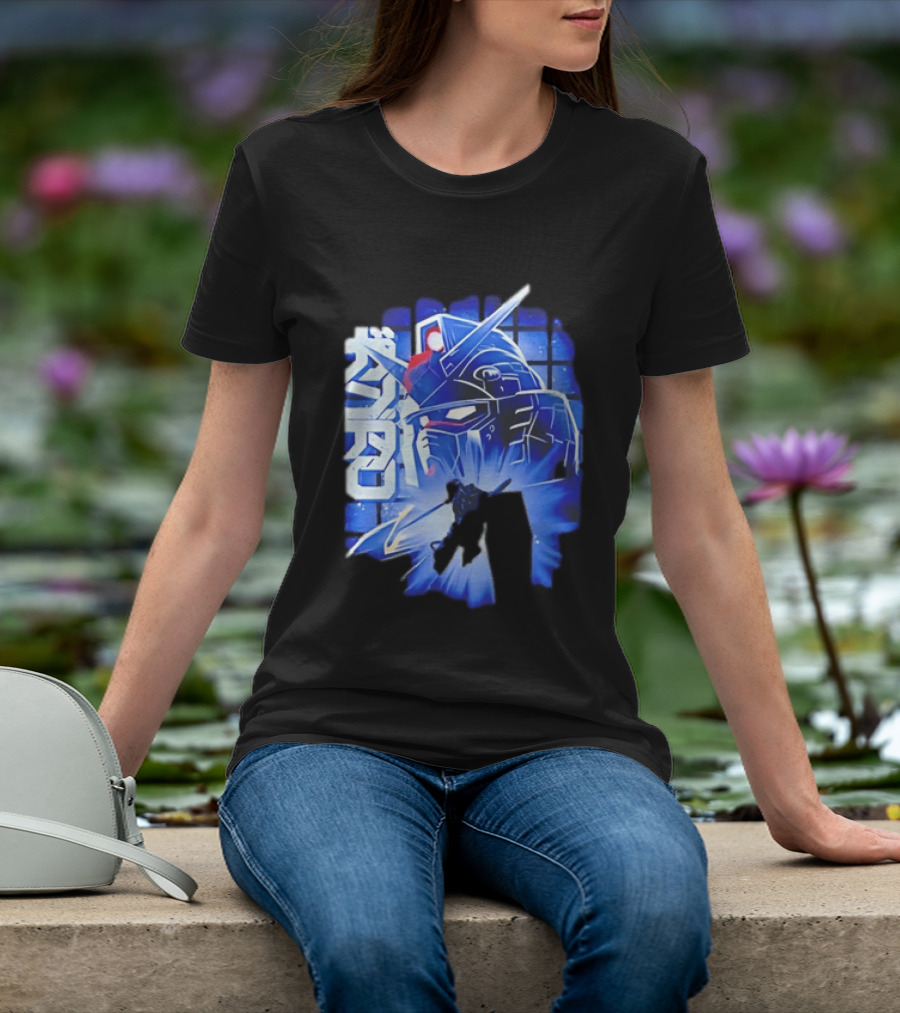 RX 78 2 Mobile Suit Gundam Fighter Neon Blue T-Shirt