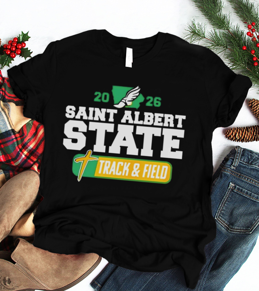 Saint Albert State 2026 Track & Field Winged Shoe T-Shirt