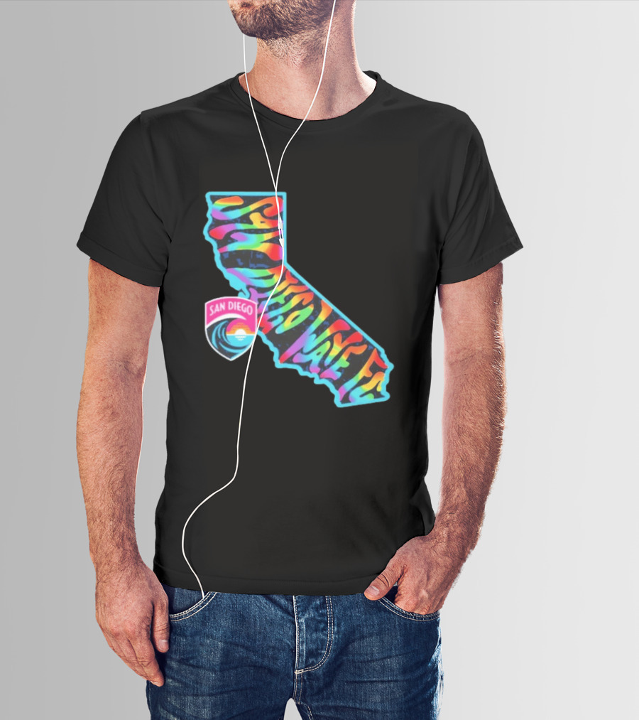 San Diego Wave FC Groovy Pride California Map T-Shirt