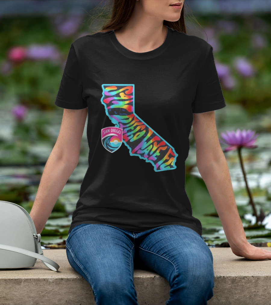 San Diego Wave FC Groovy Pride California Map T-Shirt